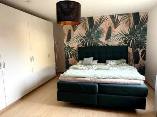 Schlafzimmer Vliestapete im Dschungelstil
